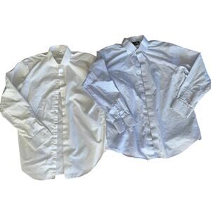 Saks Fifth Ave & CK Slim-Fit Men's Button Down Shirts 16.5 x 34/35 white & blue